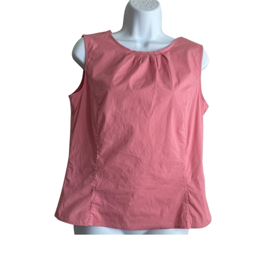 Talbots Petite Womens Shell Top 12P Coral Cotton Stretch Resort Classic Preppy